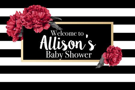 Black and White Striped Welcome Sign