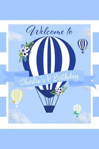 Blue Hot Air Balloons Welcome Sign