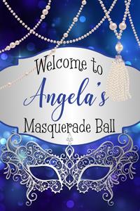 Blue Masquerade Mask Welcome Sign