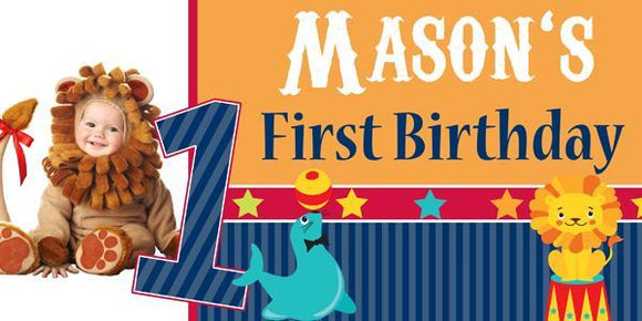 Circus First Birthday Banner
