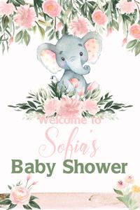 Elephant with Pink Flowers Welcome Sign