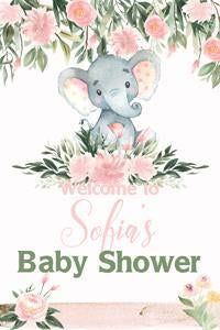 Elephant with Pink Flowers Yard Sign