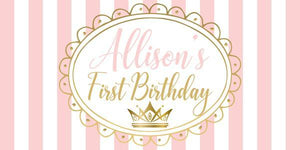Gold and Pink Crown Birthday Banner