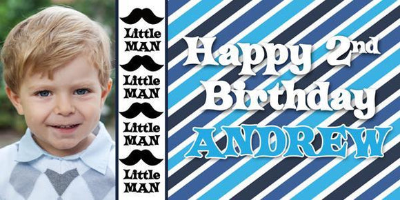 Mustache Little Man Birthday Banner