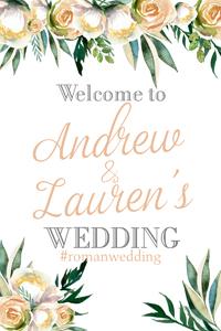 Orange and Green Flowers Welcome Sign