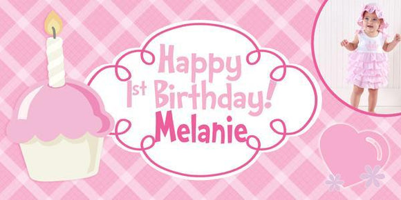 Pink Cupcake Birthday Banner