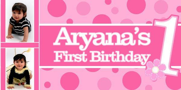 Pink First Birthday Banner