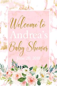 Pink Flowers Background Welcome Sign
