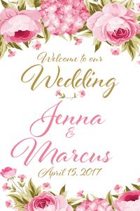 Pink Flowers Welcome Sign