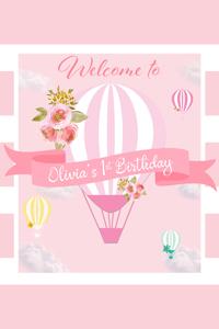 Pink Hot Air Balloons Welcome Sign