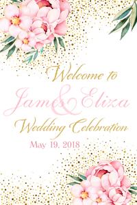 Pink and Gold Flowers Welcome Sign
