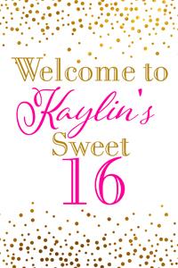 Pink and Gold Sparkle Welcome Sign
