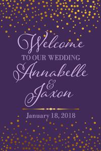 Purple and Gold Welcome Sign