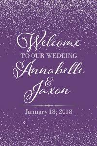 Purple and White Welcome Sign