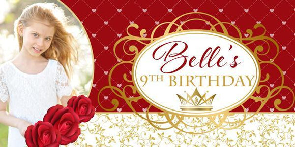 Red and Gold Crown Birthday Banner
