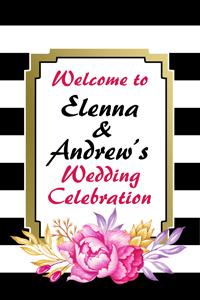 Striped Flowers Welcome Sign
