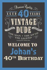 Vintage Dude 40th Birthday Welcome Sign