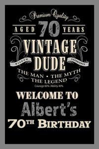 Vintage Dude 70th Birthday Yard Sign